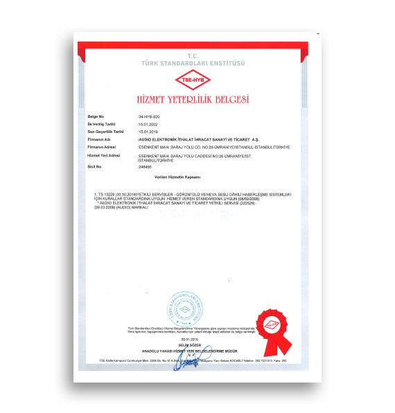  TSE Hizmet Yeterlilik Belgesi 2024-2025